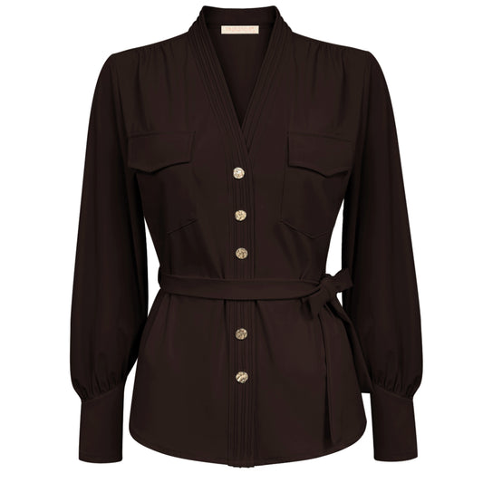 Triple Nine - Travel Blouse Megan Donkerbruin - 5926 - Peet kleding