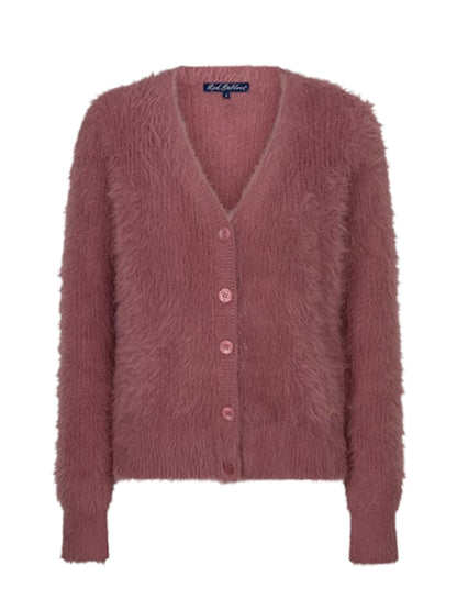 Red Button Vest Fuzzy Mauve