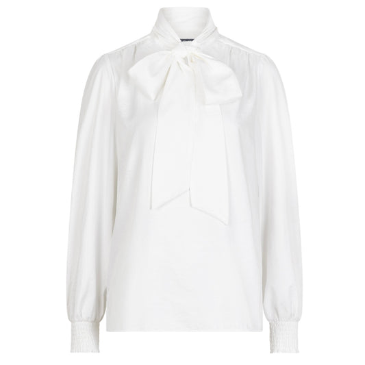 Red Button Blouse Bow Offwhite - Peet kleding