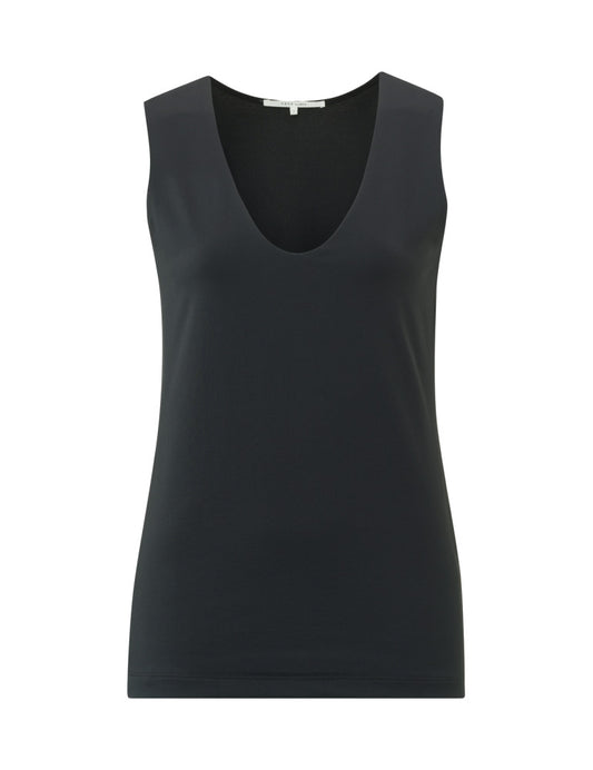 Yaya Singlet Ronde V-hals Zwart - Peet kleding