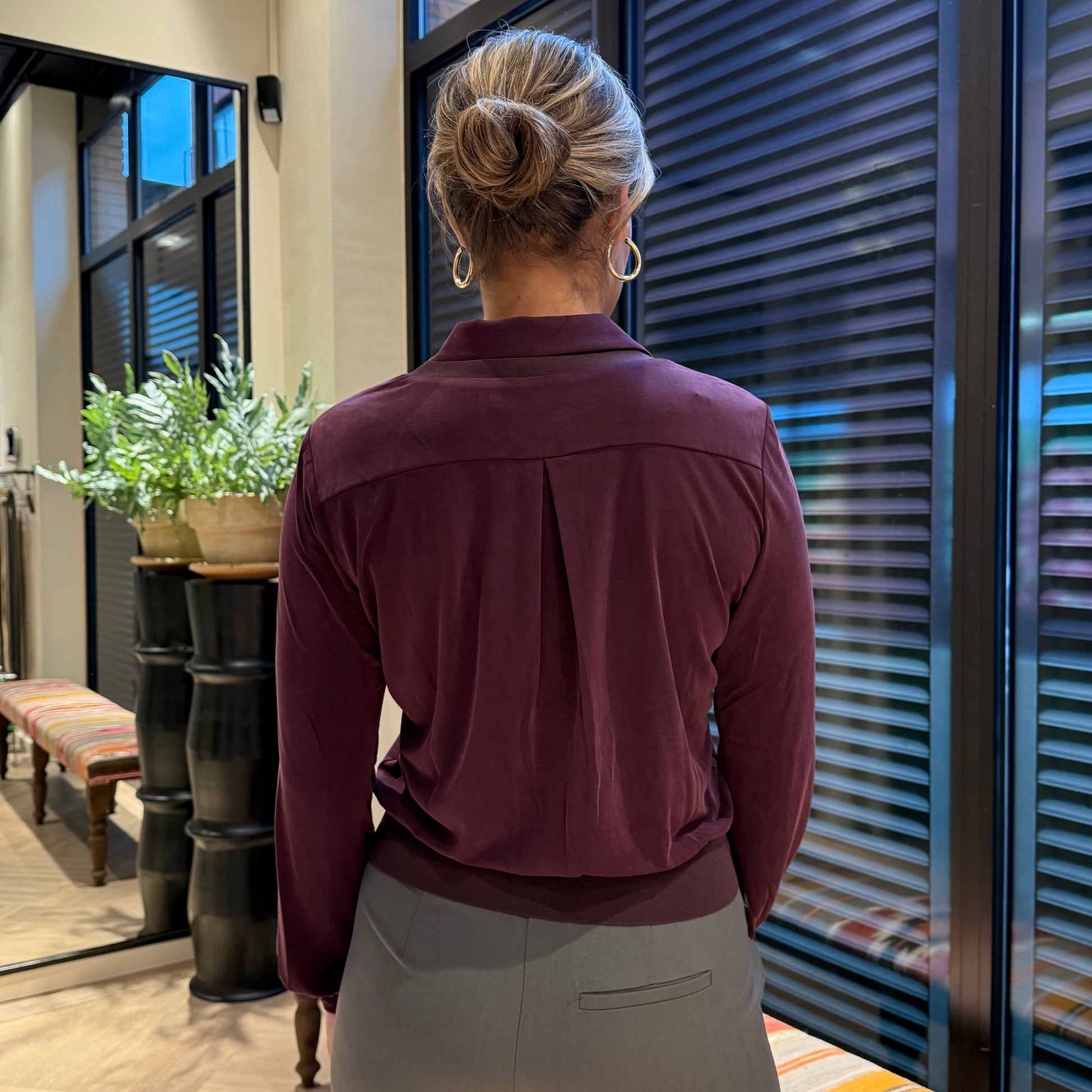 Yaya Blouse Dubbellaags Aubergine - Peet kleding