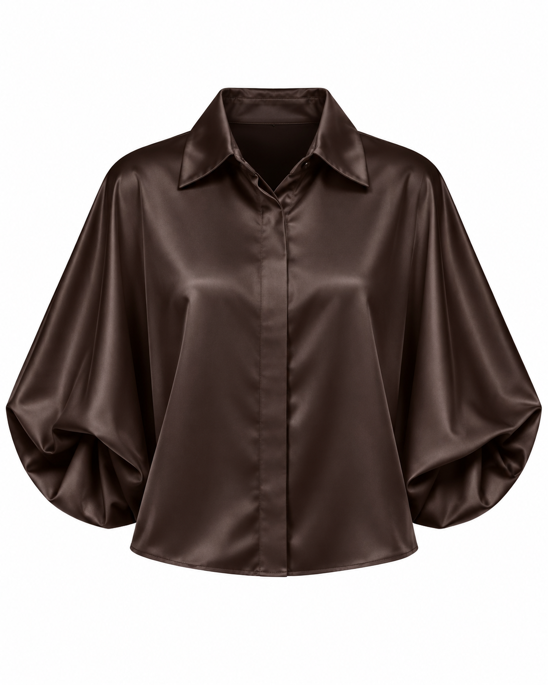 Blouse Roos Satijn Donkerbruin - Peet kleding