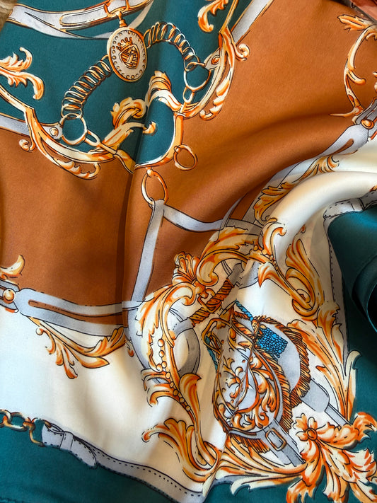 Sjaal Barok Groen Cognac - Peet kleding
