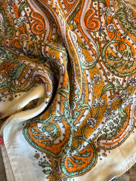 Sjaal Ivoor Oranje Groen - Peet kleding