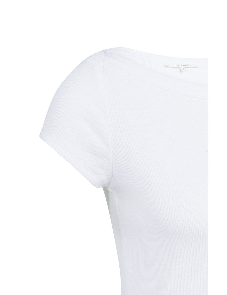 Yaya T-Shirt Rib Wit - Peet kleding