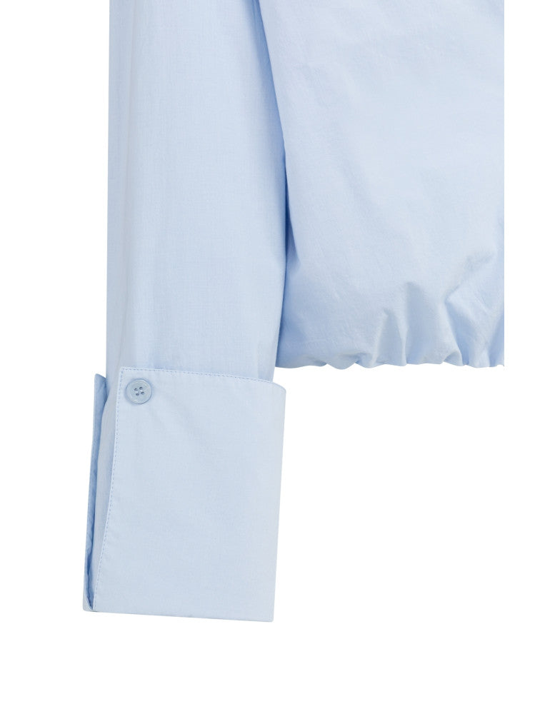 Yaya V-hals Blouse Balon Lichtblauw - Peet kleding