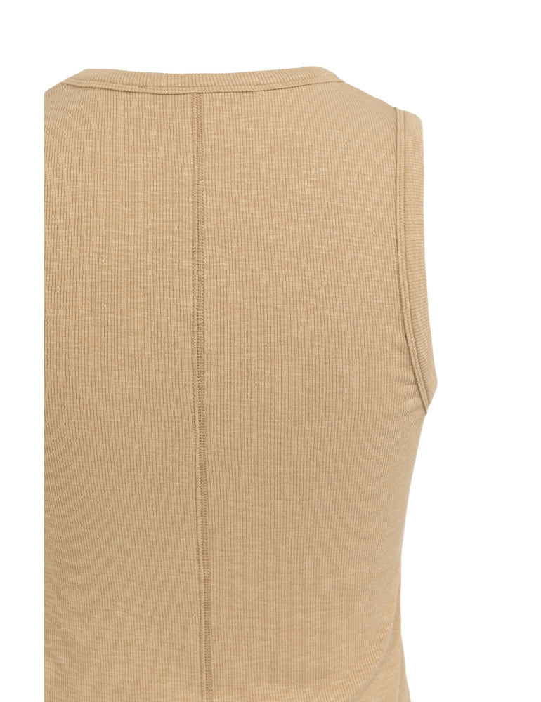 Yaya Singlet Rib Beige - Peet kleding