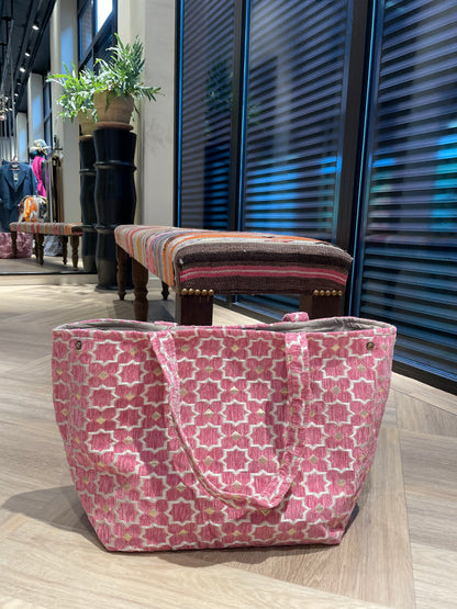 Tas Luca Maxi Velour Print Roze - Peet kleding