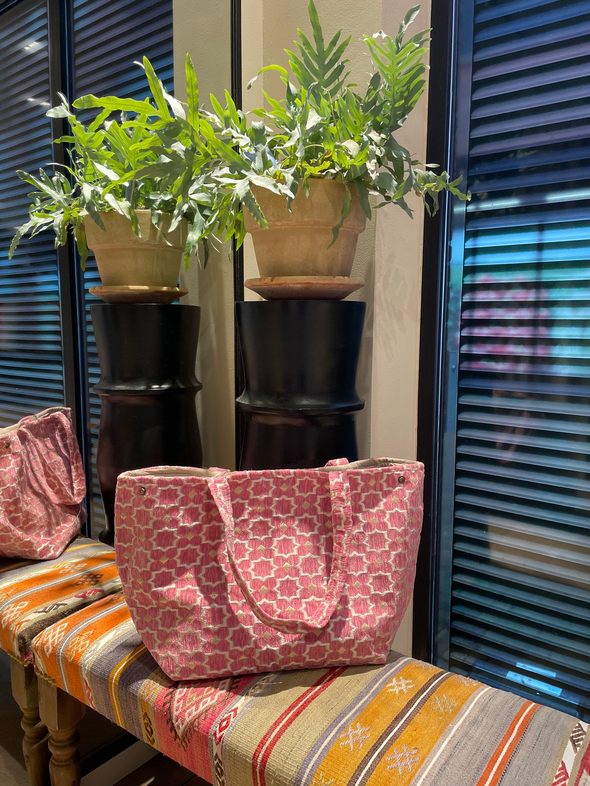 Tas Luca Maxi Velour Print Roze - Peet kleding