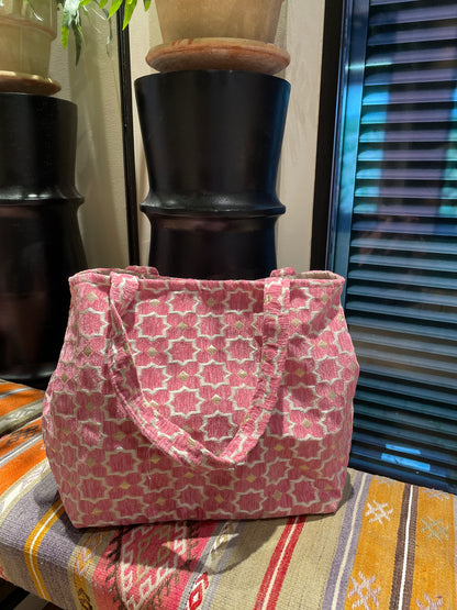 Tas Luca Maxi Velour Print Roze - Peet kleding
