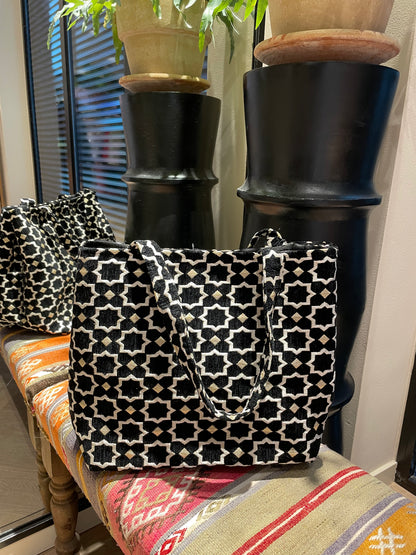 Tas Luca Maxi Velour Print Zwart - Peet kleding