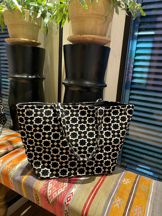 Tas Luca Maxi Velour Print Zwart - Peet kleding