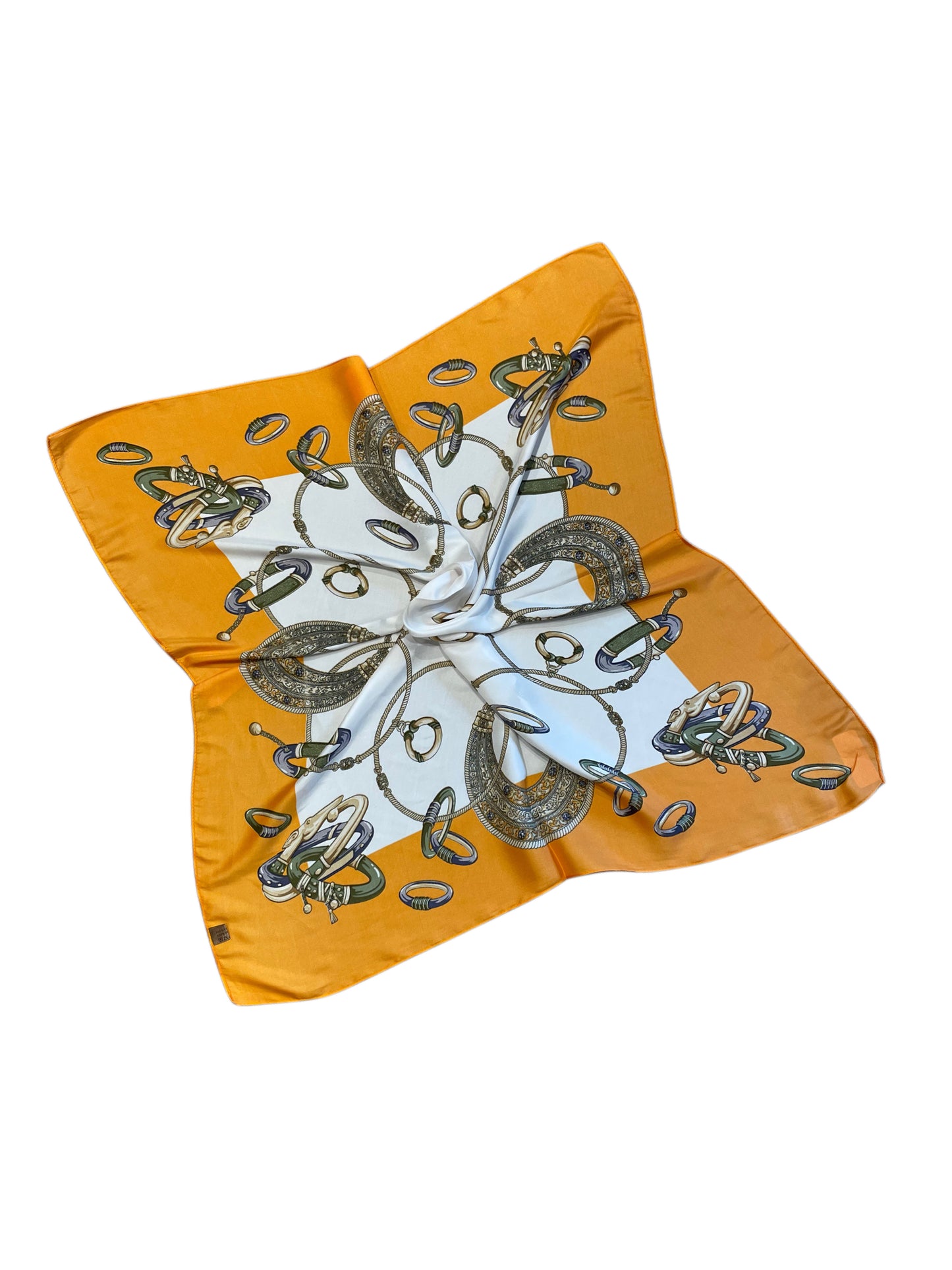 Sjaal Ivoor Oranje Ketting Print