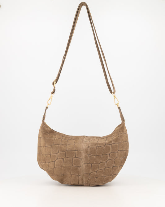 Tas Savina Croco Taupe - Peet kleding