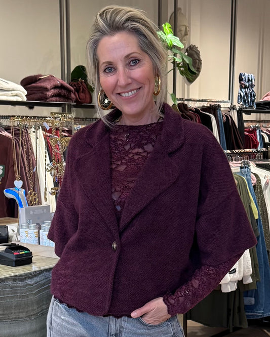 Fluffy Vest Jona Aubergine - Peet kleding