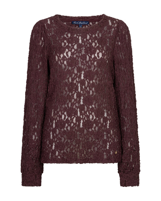 Red Button Top Lace Burgundy - Peet kleding