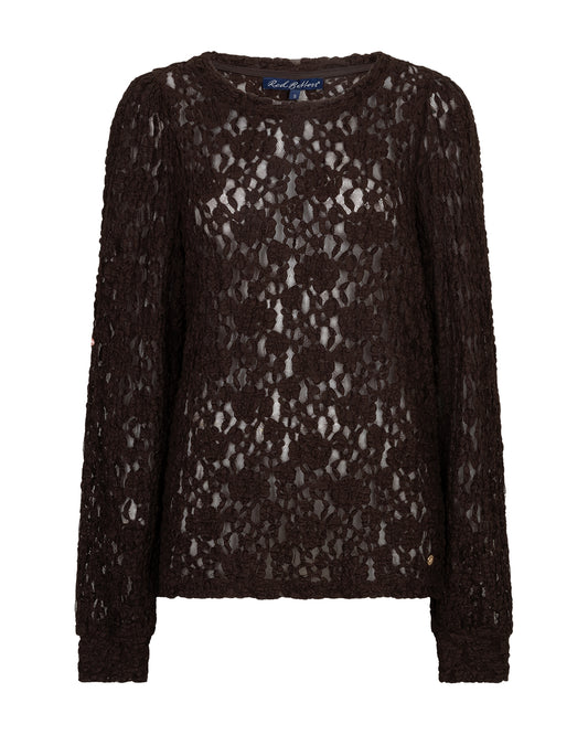 Red Button Top Lace Espresso - Peet kleding