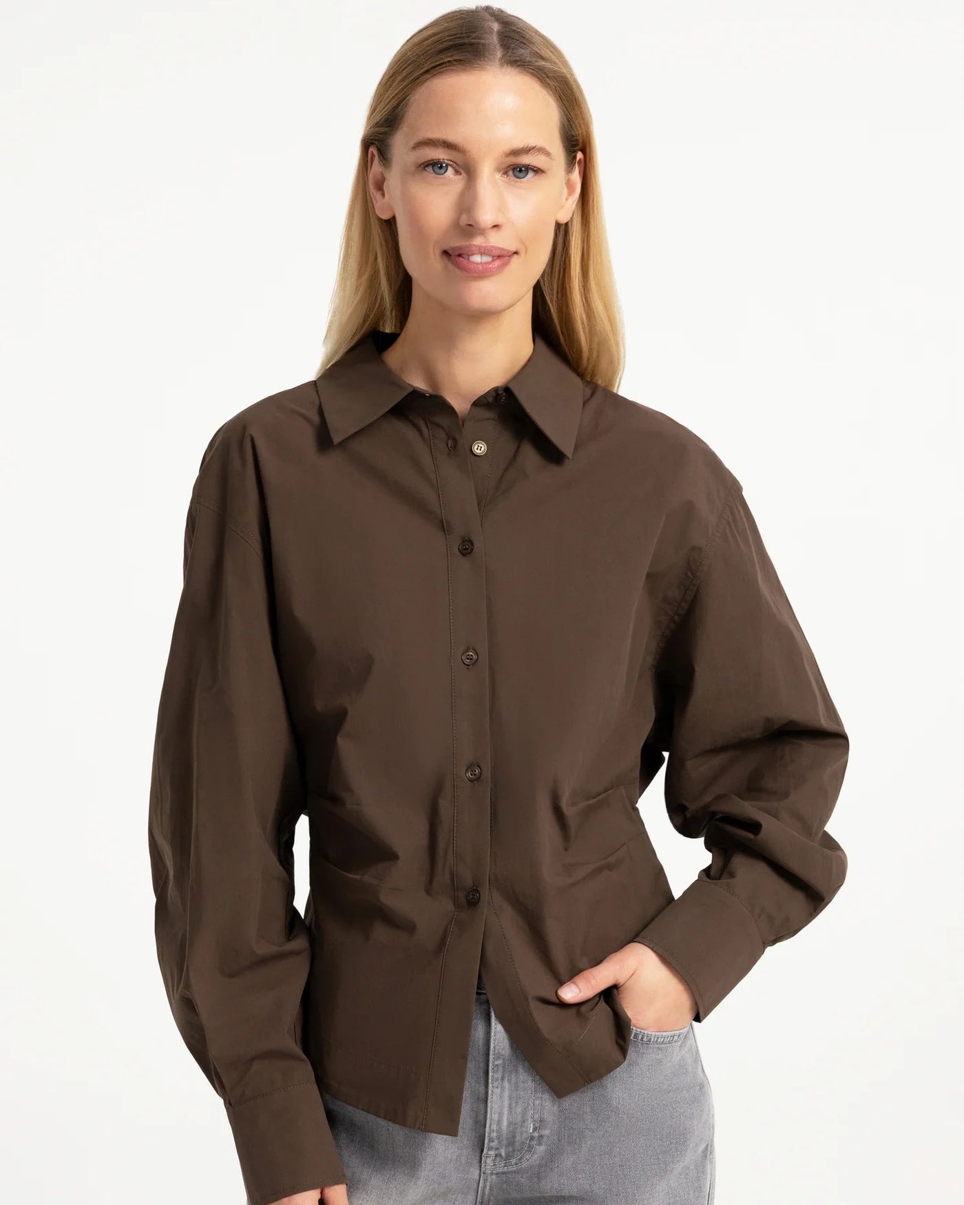 Yaya Blouse Getailleerd Slate Black Brown