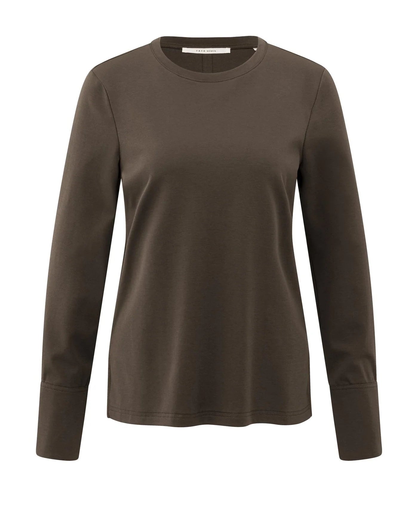 Yaya Top Jersey Manchet Slate Black Brown - Peet kleding