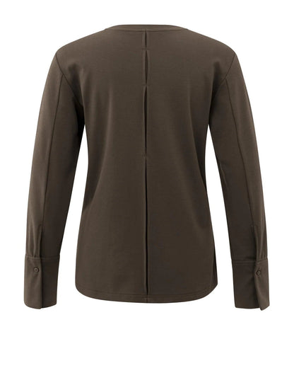Yaya Top Jersey Manchet Slate Black Brown - Peet kleding