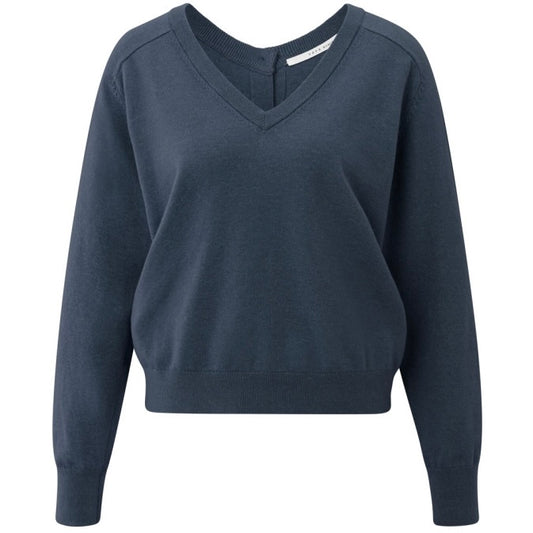 Yaya Trui Dubbel V-hals Blauw - Peet kleding